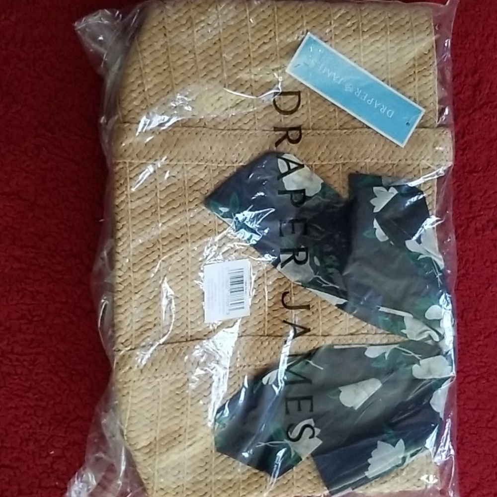 Draper James Straw Bag with Floral Scarf
